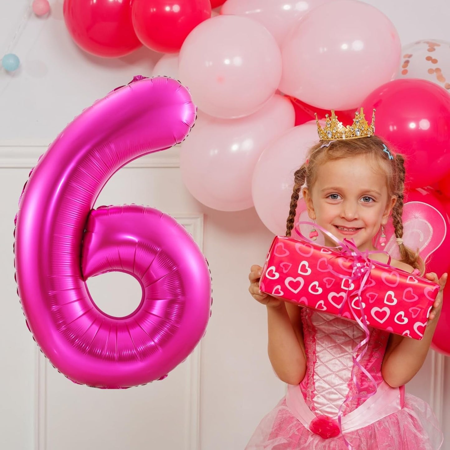 Hot Pink 4 Balloon,40 Inch Number 4 Balloon,4 Birthday Balloon Decorations, Foil Mylar Helium 4 Balloon Number for Birthday Party Decorations