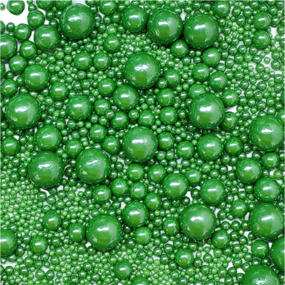 Edible Pearl Sugar Sprinkles Christmas Green Candy Mixing Size Baking Edible Cake Decorations Cupcake Toppers Cookie Decorating Celebrations Wedding Valentines Easter Halloween Christmas Supplies 120g/ 4.24oz