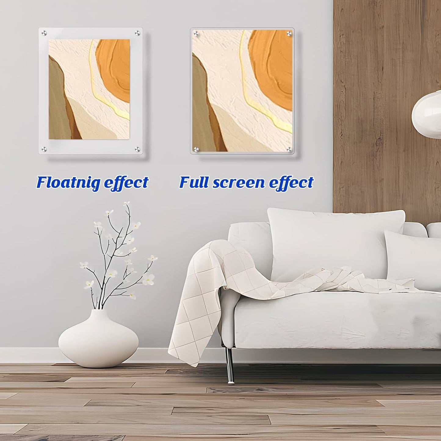 16x20 Acrylic Floating Art Frame for Wall Mount, Clear Magnetic Picture Frame for Artwork Display,Certificates Documents Frames for Family,Office,Wedding