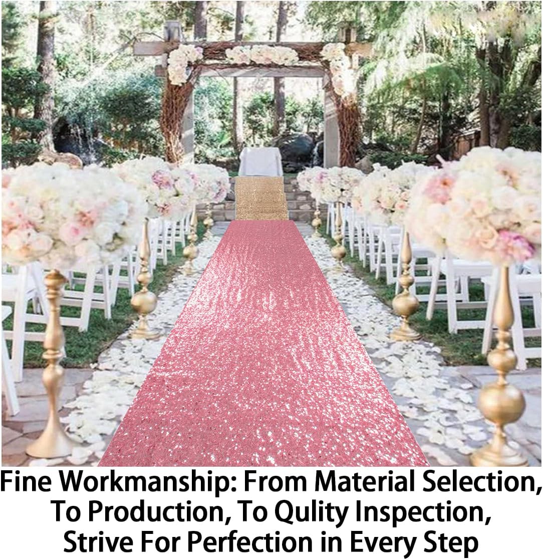 ShinyBeauty Pink Gold Aisle Runner-4FTx15FT-Sequin Aisle Runners Rug for Outdoor Rugs for Hallway Glitter Carpet for Wedding Ceremony (4FTx15FT, Pinkgold)