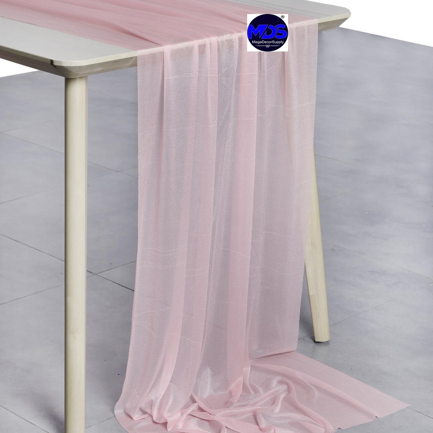MDS Halloween Chiffon Table Runner - 25 Pack, 29 x 120 Inches, 10ft Each - Sheer Spooky Table Runners for Haunted House Parties, Trick-or-Treat Tables, Witchy Décor, Wedding & Events - Blush Pink