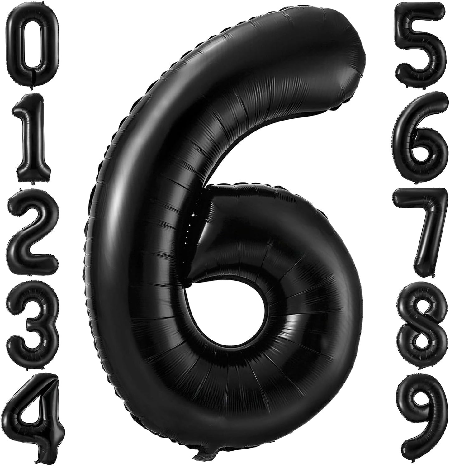 Black 6 Balloon Number,40 Inch Number 6 Balloon Large Black 6 Foil Mylar Helium Balloon for Birthday Party Decorations