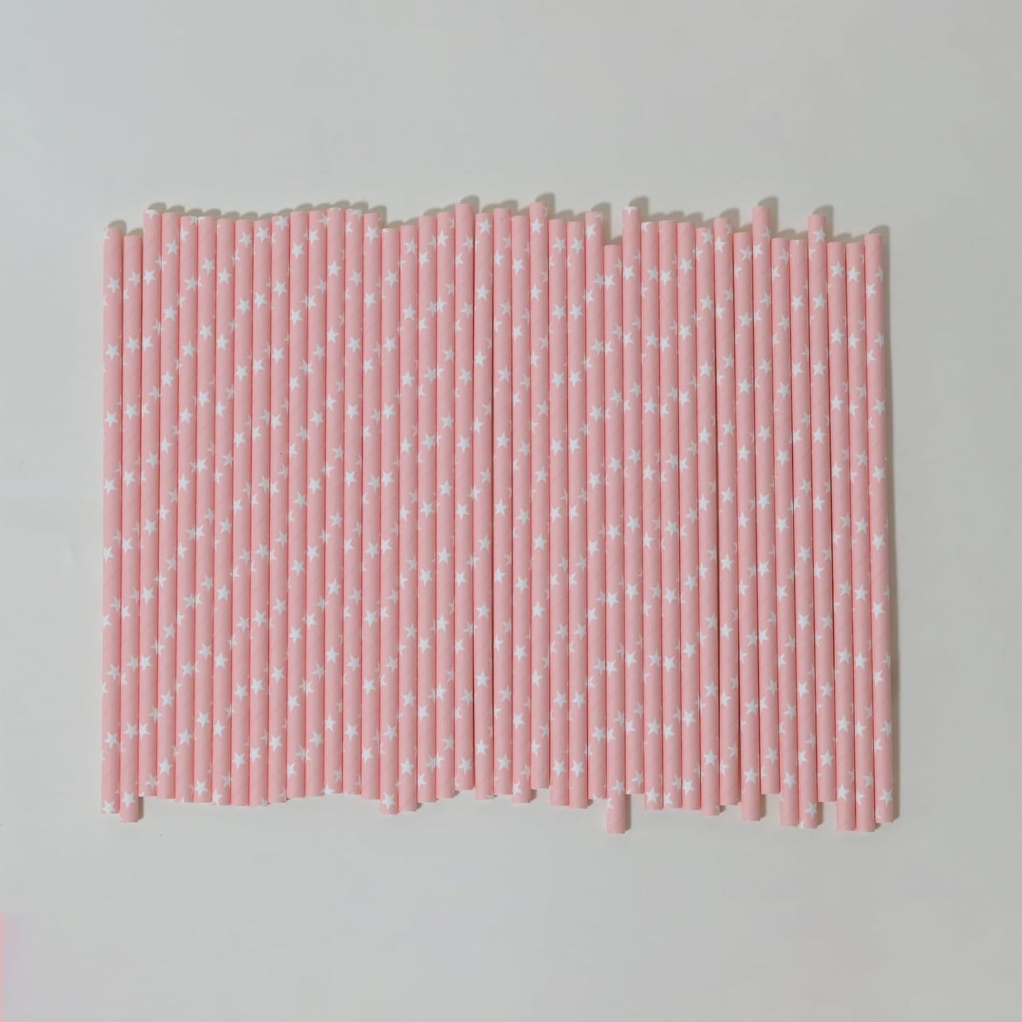 Pink Straws Disposable Biodegradable Star Paper Straws for Cocktail, Coffee, Juice, Lemonade, 100 Pack, 7.75" x 0.24"