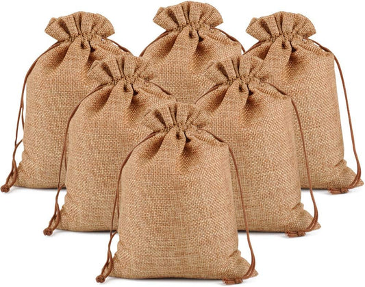 Lucky Monet 25/50/100PCS Burlap Gift Bags Wedding Hessian Jute Bags Linen Jewelry Pouches with Drawstring for Birthday, Party, Wedding Favors, Present, Art and DIY Craft (25Pcs, Coffee, 3” x 4”)