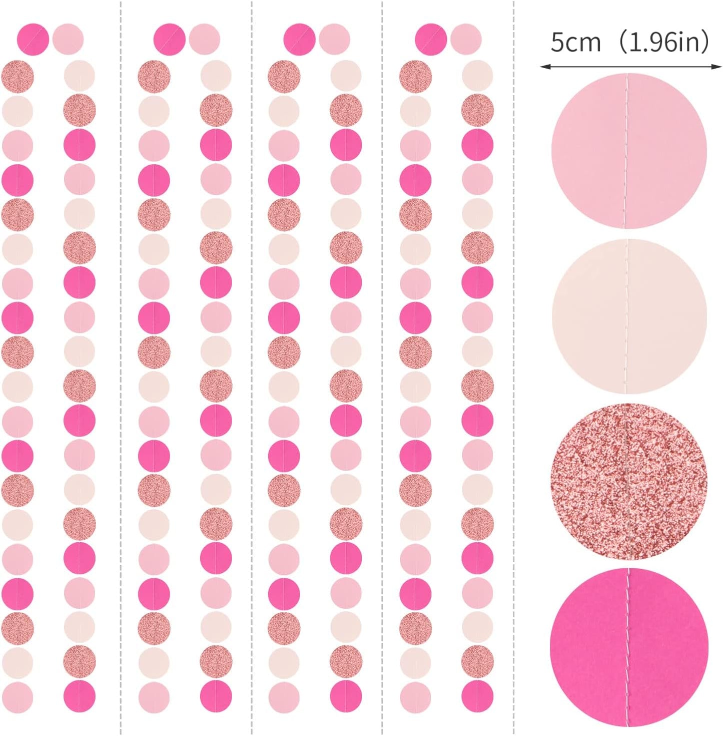 Hot-Pink Rose-Gold Party Decorations Garland - 52ft Wedding Bridal Shower Hanging Decoration Streamers Banner,Baby Girl Birthday Bachelorette Engagement Mohters Brunch Decor Panduola