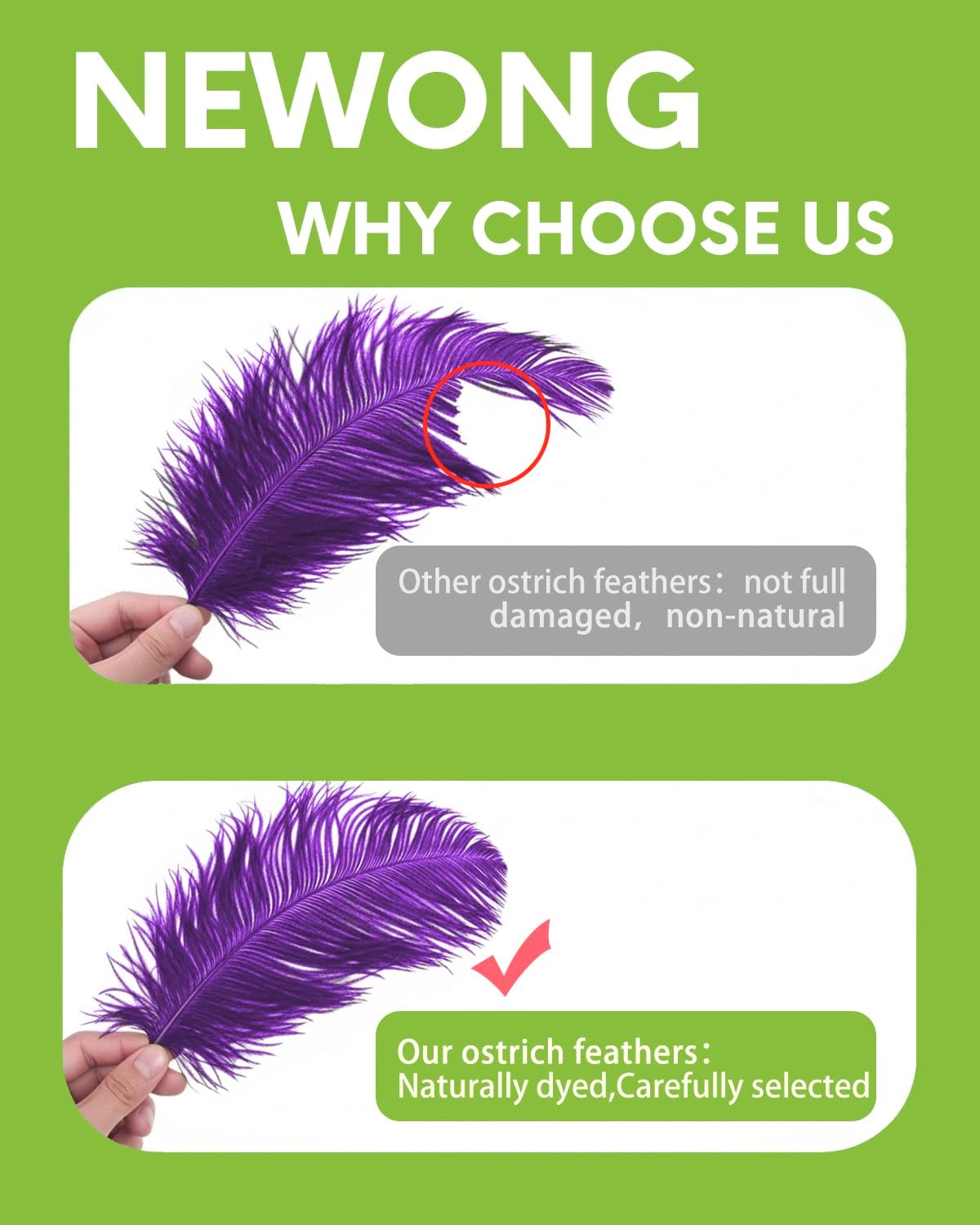 NEWONG 30pcs Purple Ostrich Feathers Natural Bulk 8-10inch(20-25cm) Vase Craft Wedding Home Party Centerpieces Christmas Day Decoration