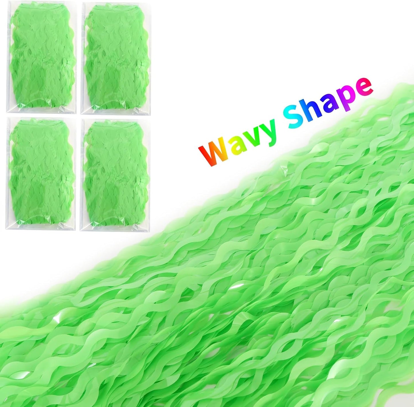 4 Pack Wavy Green Tinsel Backdrop Curtain - 3.3 ft x 6.6 ft Green Foil Fringe Curtains Photo Booth Prop Backdrop Streamer Birthday Party Decor