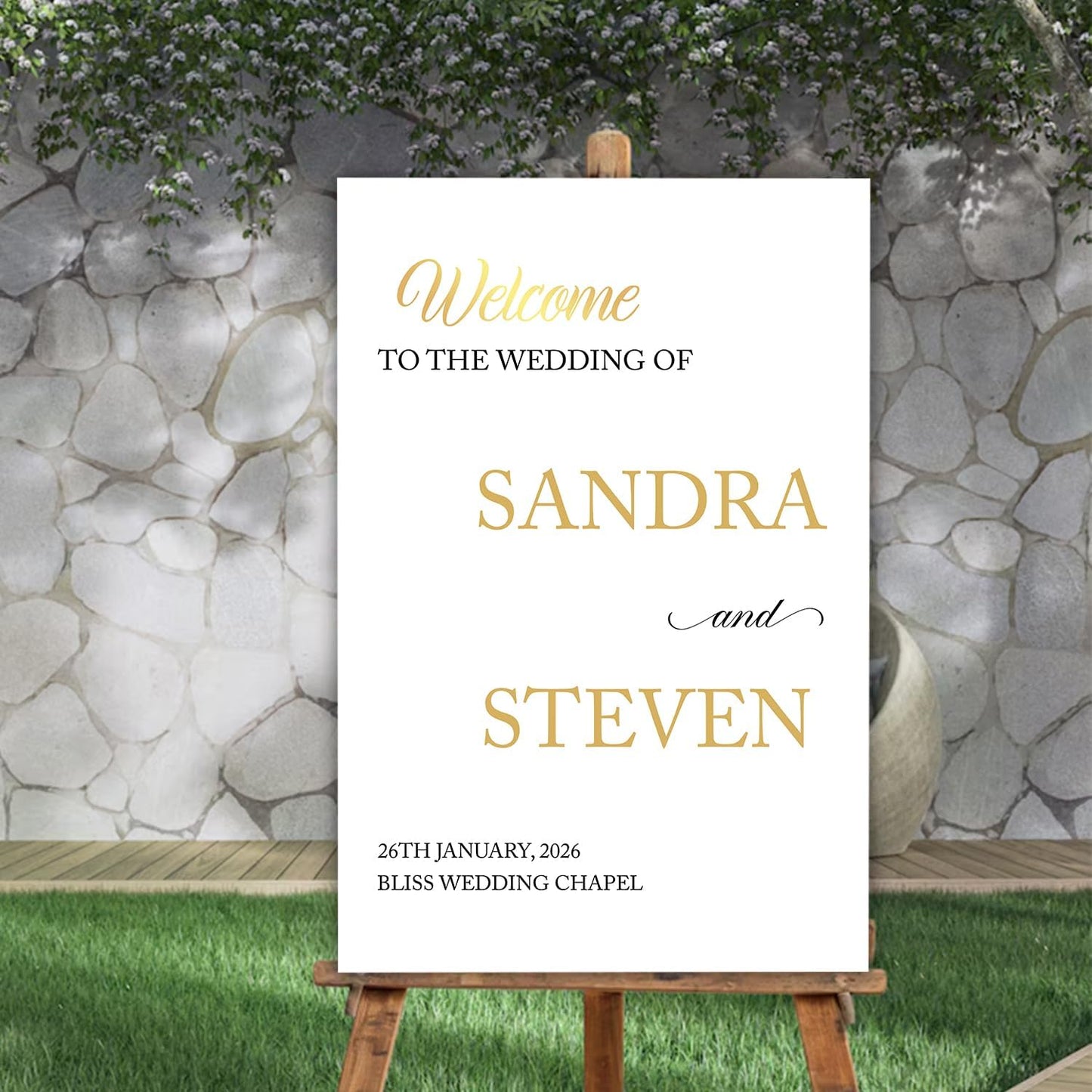 Personalized Modern Wedding Welcome Sign, Minimalist Printed Welcome Sign for Ceremony, Custom Wedding Decoration