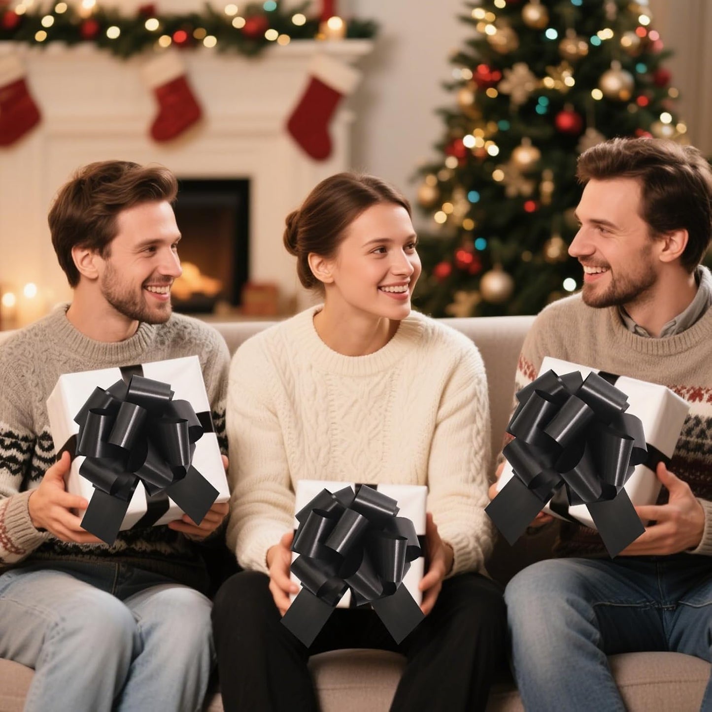 12 PCS 6 Inch Black Pull Bows - Perfect for Gift Wrapping, Wedding Decor, Car Bows, Birthday Parties, Christmas and Valentine's Day