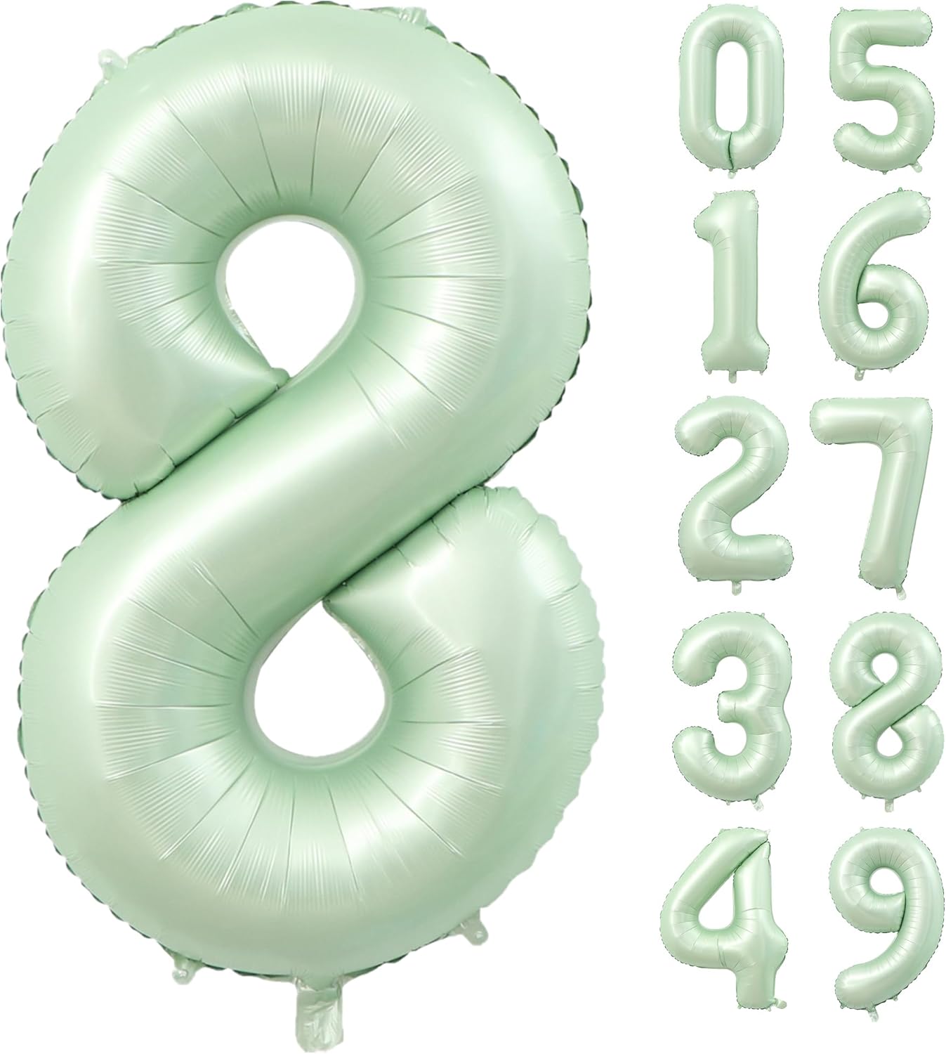 40 Inch Olive Green Number 8 Balloon 40 Inch Big Self Inflating Foil Number Balloons 0-9,Light green Digital 8 Helium Balloon for 8th 18th 28th Girls Birthday Graduation Anniversary Party Decoration