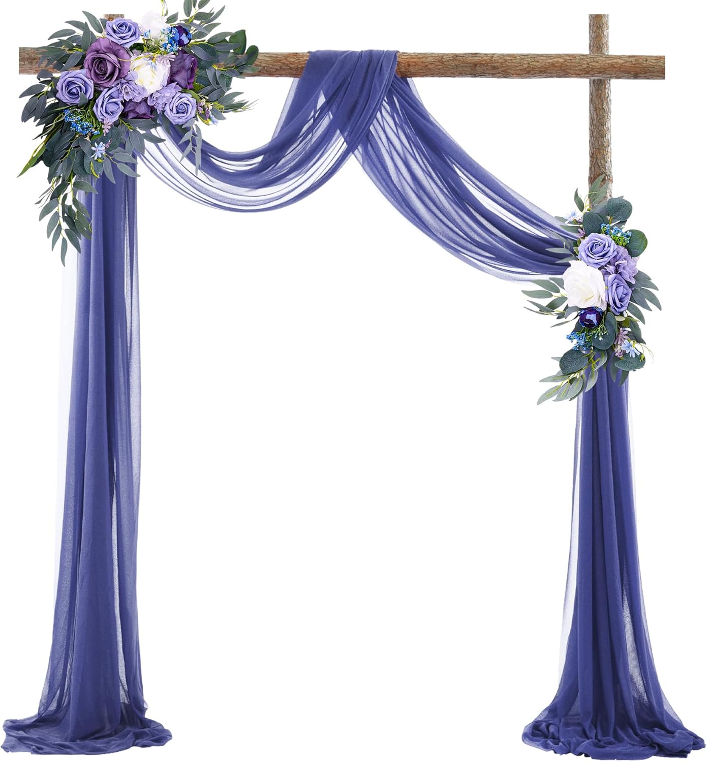 Wedding Arch Draping Fabric Navy Blue Sheer Wedding Backdrop Curtains for Party Ceremony Arch Stage Decorations 2Panels