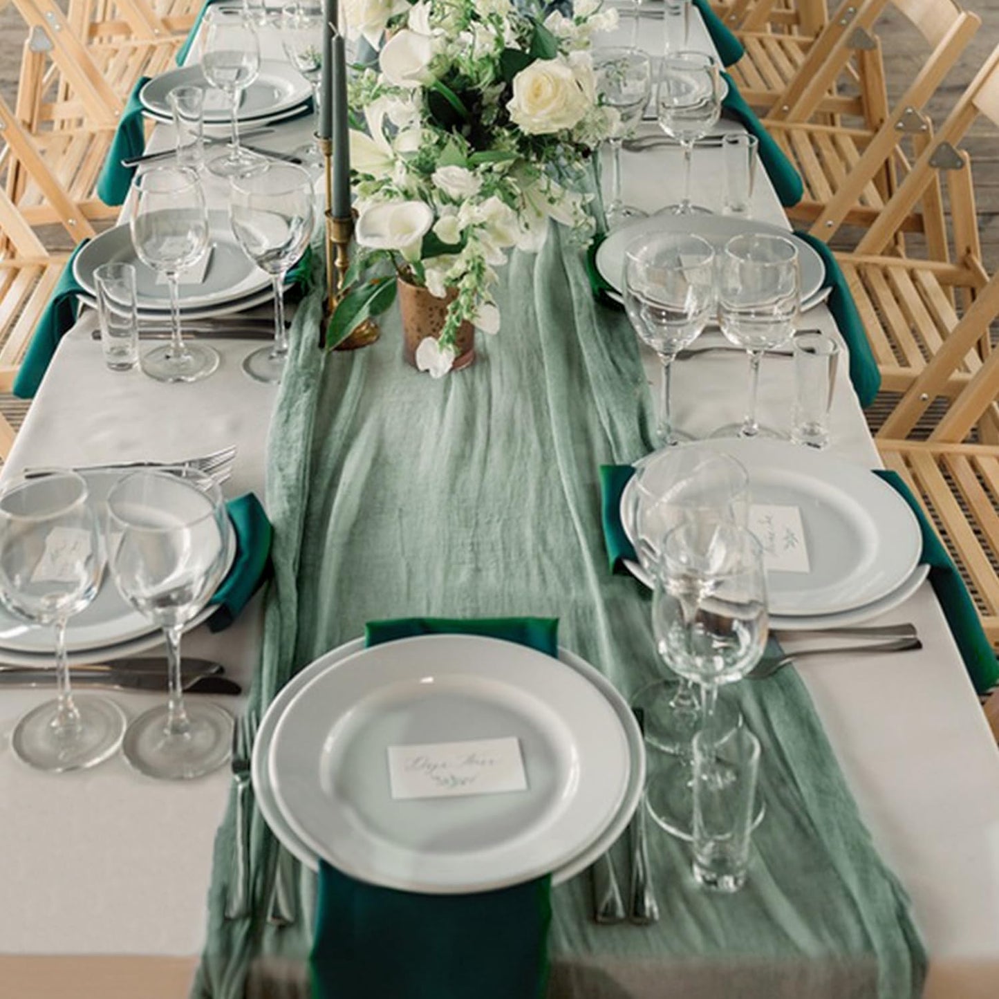 6 Pack Cheesecloth Table Runner 10Ft Christmas Gauze Boho Table Runners for Wedding Decor Bridal Shower Decorations Baby Shower Party(35" x 120")