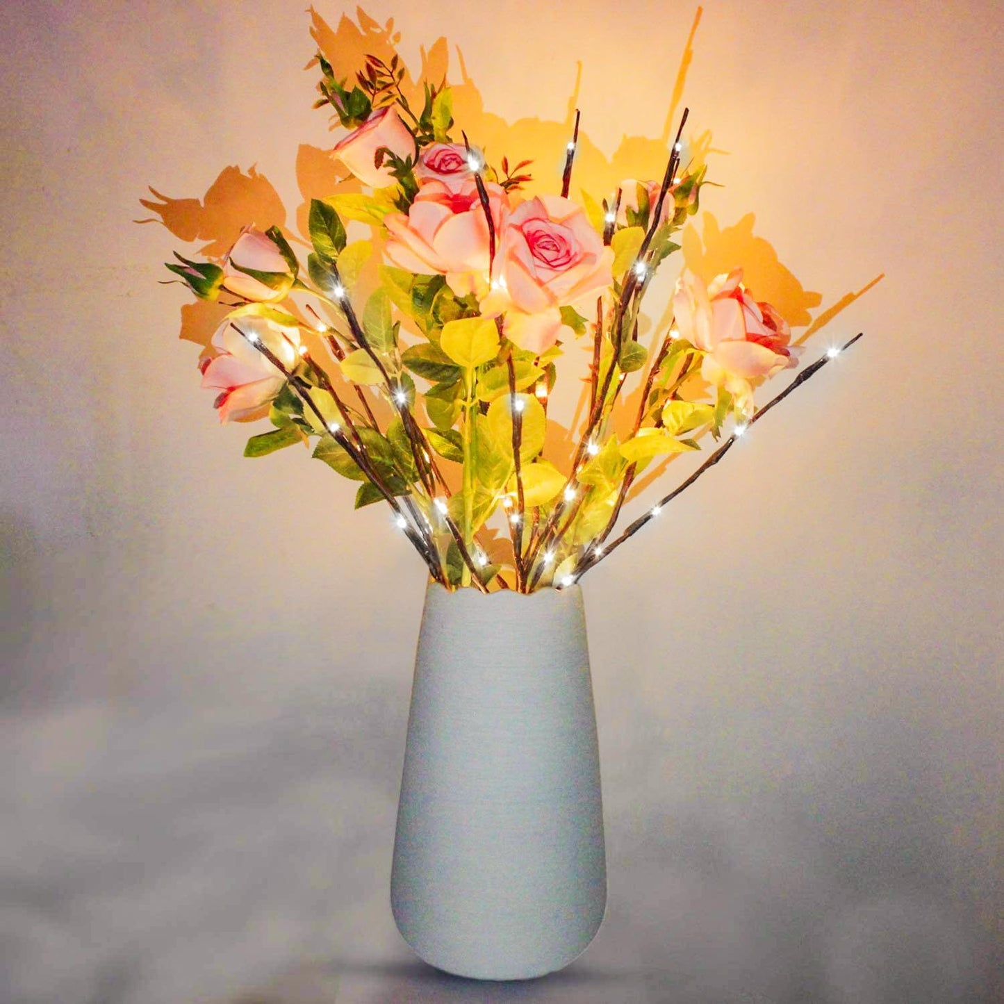 MENCH Branch Lights,3 Pcs Twig Light USB&Battery Powered 8 Flashing Modes by Remote Control.Branch Lights for Indoor, Light Up Decorations for Halloween Day and Christmas,Pure White