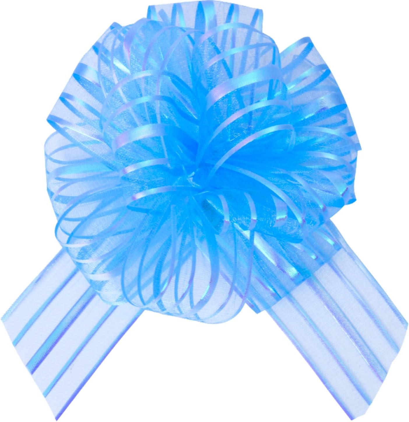 6 Pcs 6 Inch Light Blue Organza Pull Bow – Perfect for Wedding Decoration, Gift Wrapping Baskets, Car Bows, Birthday Parties, Christmas and Valentine's Day