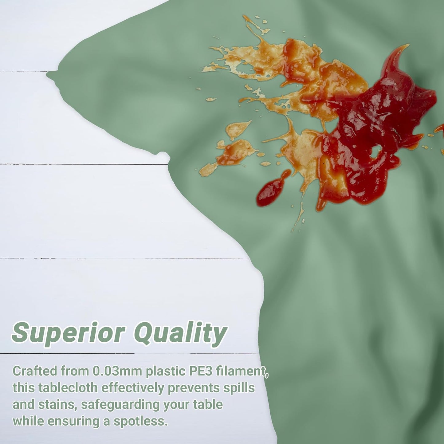 4 Pcs Picnic Table Cover, 54" X 108" Table Cloth Rectangle Table, Disposable Sagegreen Plastic Table Cover, Waterproof Tablecloths for Wedding, Baby Shower Decorations and Birthday Party Supplies