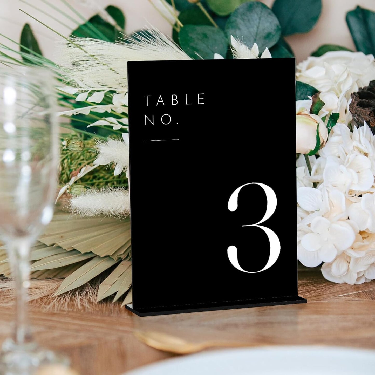 JINMURY Black Wedding Table Numbers 1-25 with Stands, 5"x7" Black Acrylic Table Numbers with White Font, Perfect for Wedding Party Reception(1-25, 5"x7")