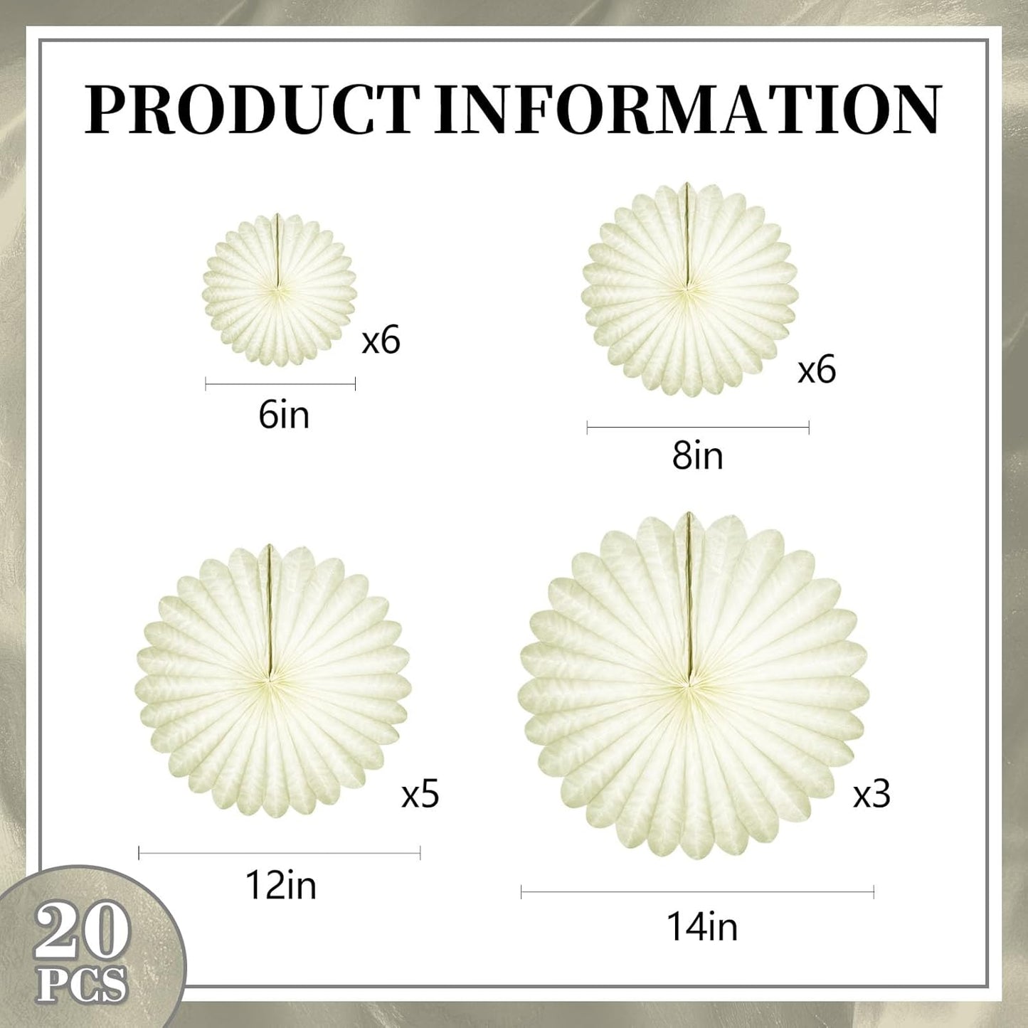 20 Pcs Cream White Hanging Paper Fan, Hanging Honeycomb Round Paper Fans for Weddings, Birthdays, Christmas, Baby Showers, Classroom, Events Ceiling Party Supplies Decorations