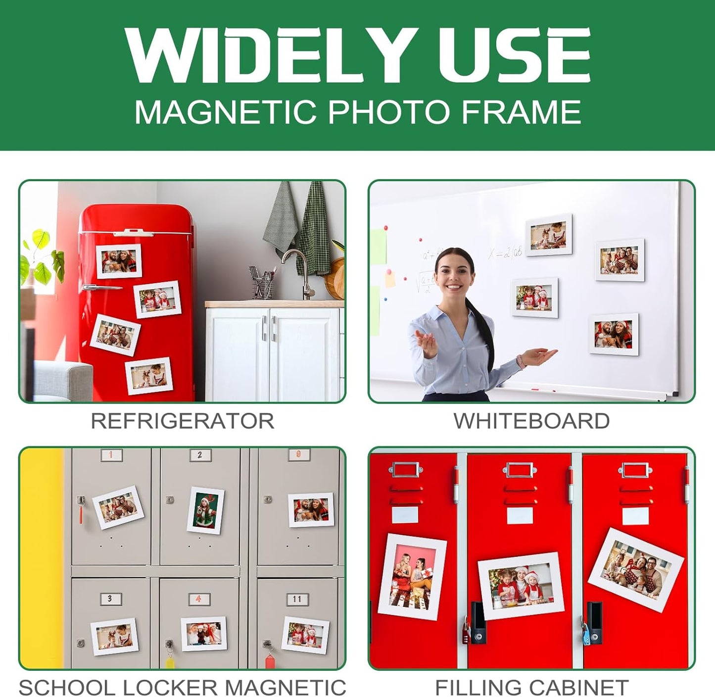 Soaoo 60 Pcs Magnetic Picture Frames Wallet Size 2.5 x 3.5 Inches Reusable Magnetic Photo Sleeves Picture Frame Holder for Home Cabinet Office Graduation Xmas Anniversary Classroom(White)