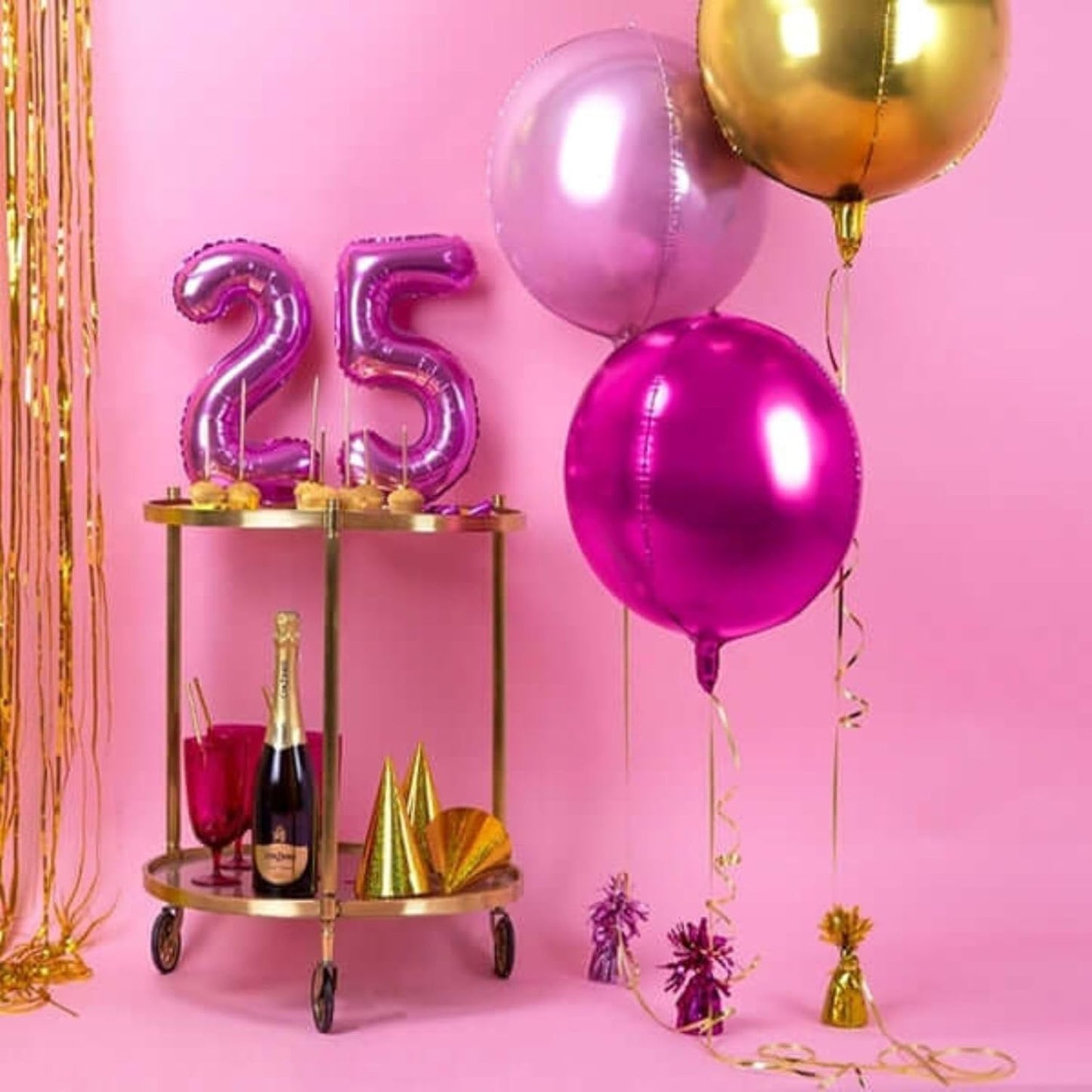 6Pcs Hot Pink Round Foil Balloons,Giant 4D Round Ball Balloon,22 Inch Metallic Hot Pink Balloons for Birthday Wedding Prom Party Decorations