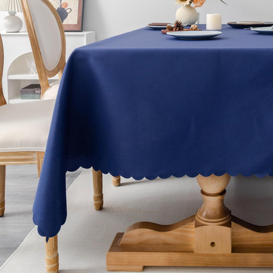Rectangle Navy Tablecloth 60 x 84 Inch Polyester Fabric Washable Table Cloth Decorative Wrinkle Resistant Solid Color Table Cover for Kitchen Dinning Party Wedding Camping