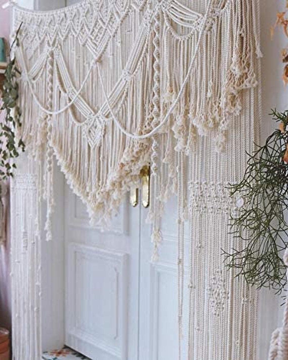 S.N.HANDICRAFTS Macrame Large Curtain Bohemian Boho Decoration Backdrop Wedding Wall Hanging (85X85) Natural