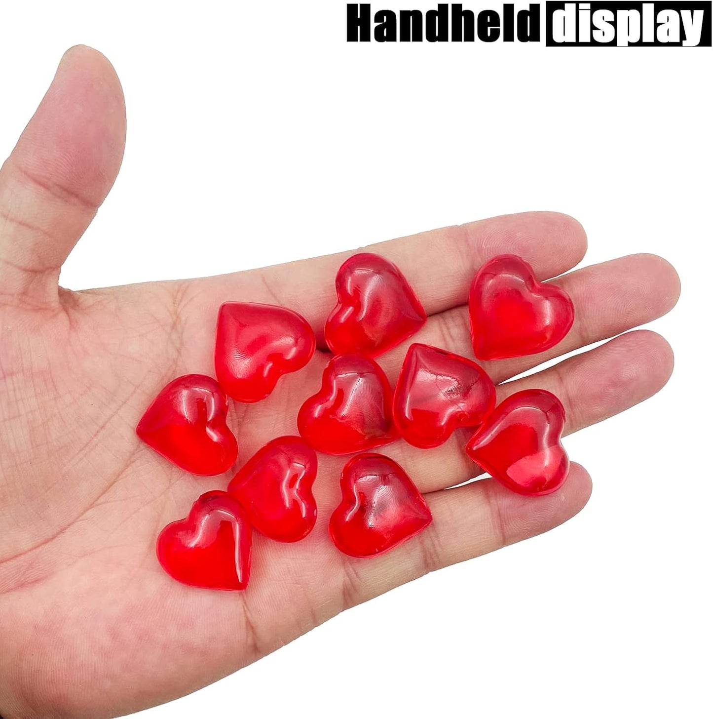 200pcs 3D Red Acrylic Heart Decorations, 22 mm Acrylic Hearts Shaped Decor Plastic Heart Vase Filler Table Decor Red