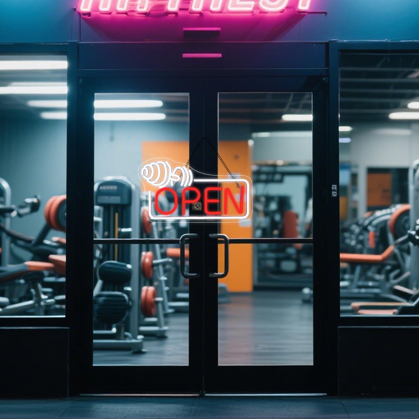 Lucunstar Barbell Open Neon Sign,Dimmable USB Led for Gym Decor Red Barbell Neon Open Sign for Business Neon Lights Fitness Club Sign Gym Fitness Studio Decoration