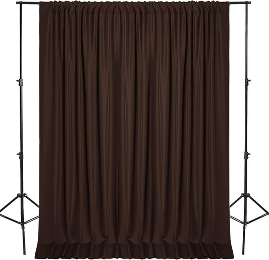 DWCN 10x8 FT Brown Backdrop Curtains for Parties, Photography Backdrop Drapes with Rod Pockets for Wedding Decorations Stage Birthday Family Gatherings, 2 Panels 5ft x 8ft