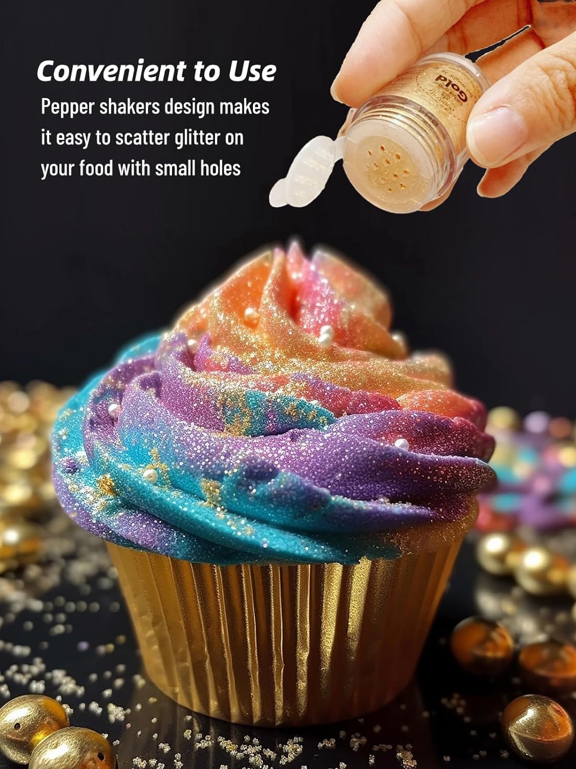 Shanlinly Orange Edible Glitter for Cakes Drinks - Food Grade 5g Shimmer Luster Glitter Dust Edible Glimmer Powders for Strawberries, Sprinkle on Sparkle, Chocolate, Cookie, Cupcake, Cocktail, Vegan