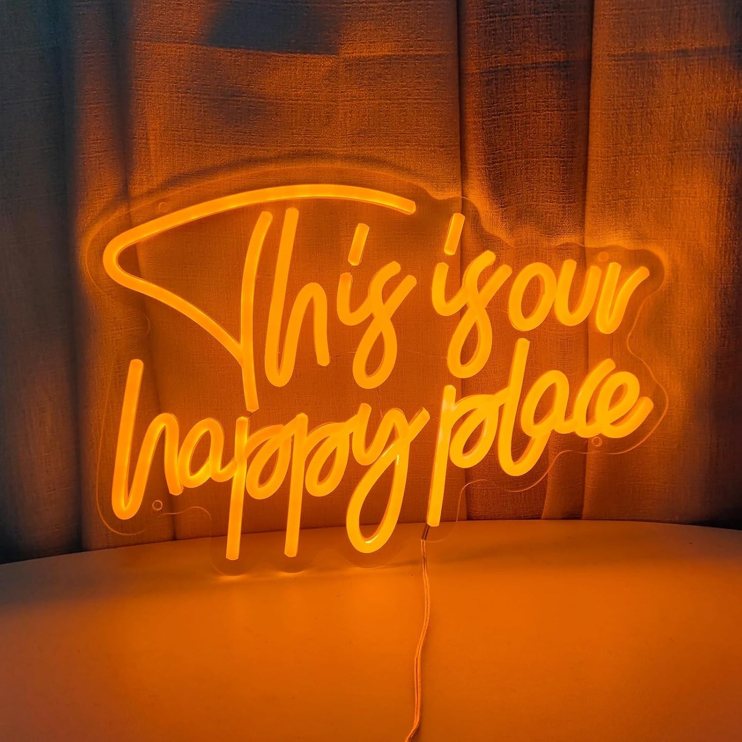 This is Our Happy Place Neon Signs for Wall Decor, My Happy Place LED Light Sign This is Our Place We Make The Rules Decor for Bedroom Man Cave Home Bar Birthday Party, 14.3" x 10"
