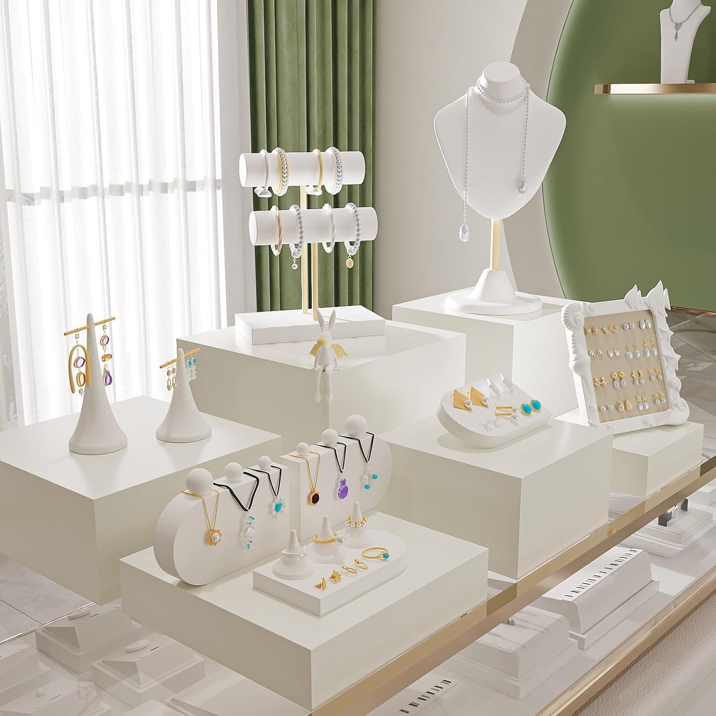 Buffet Risers, Food Risers for Buffet Table, Display Stand Shelf for Catering Dessert Collectibles Jewelry Figures Show, White Acrylic Cube Display Nesting Risers with Hollow Bottoms