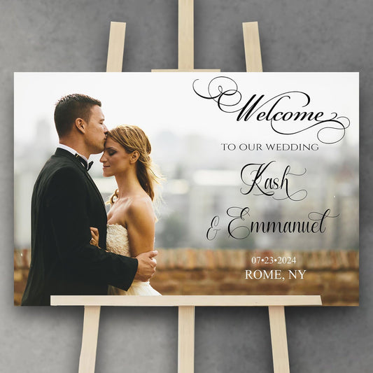 Generic Landscape Photo Wedding Sign, Editable Welcome To Our Wedding, 12x18, 18x27, 24x36 Inches, Plastic, 4mm
