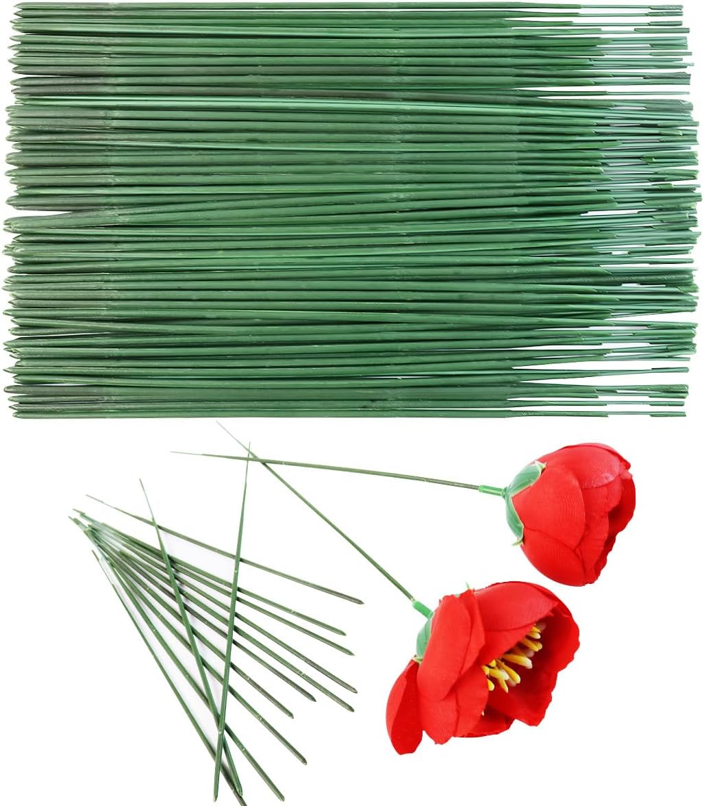Green Floral Stems - 100pcs Plastic Flower Rods for Bouquets and Arrangements, Ideal for Crafts and Florists (30CM /12in)