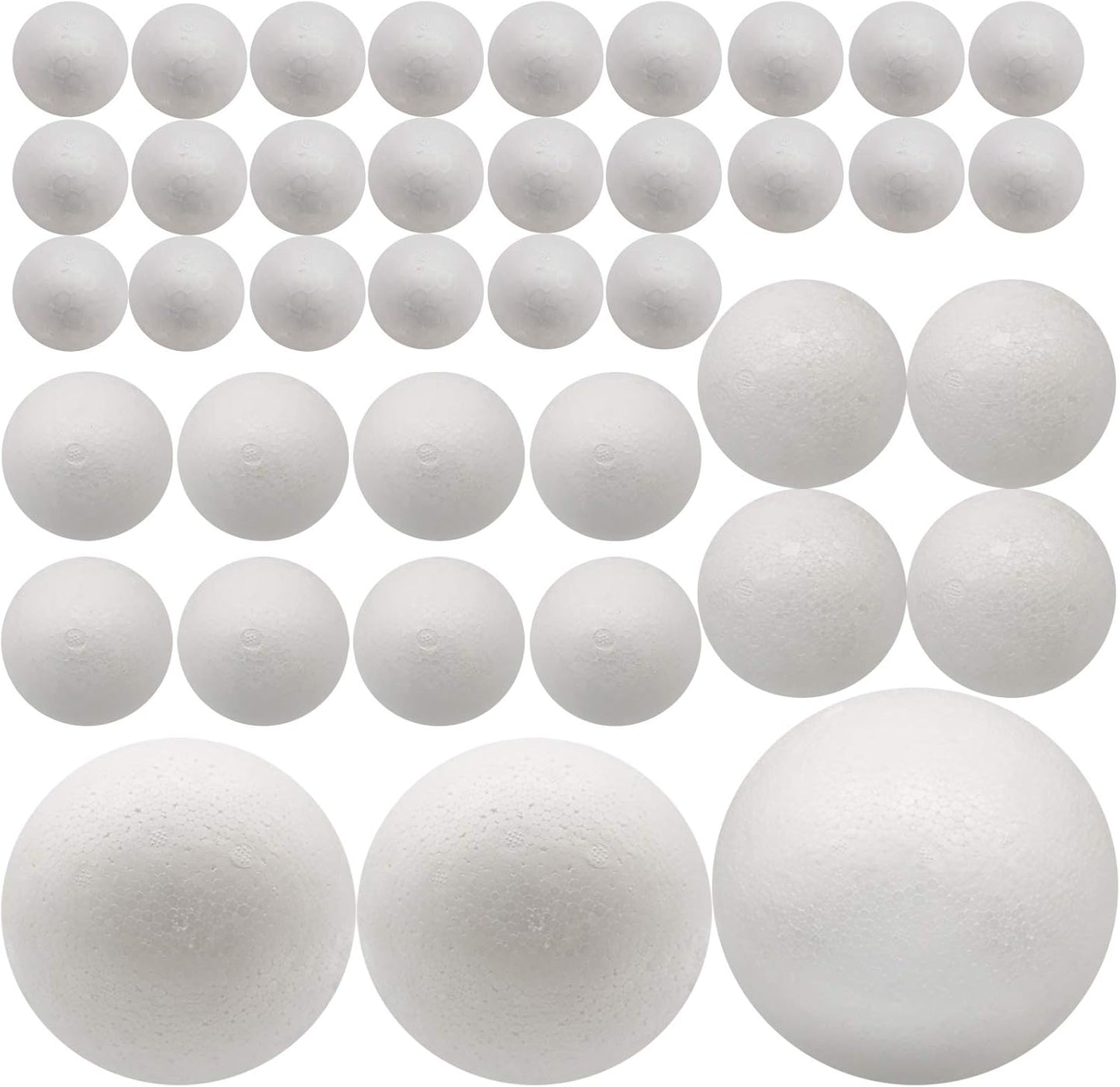 FFchuanhe 39 Pack Craft Foam Balls, 5 Sizes Including 2-7.8 in, Polystyrene Smooth Round Balls for Arts and Crafts, Wedding, DIY Craft for Home, Supplies School Craft Project and Holiday Party