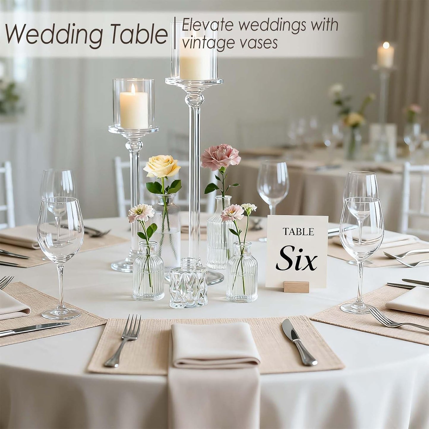 Clear Glass Bud Vases Set of 36, Mini Flower Vase for Centerpieces, Small Clear Vases in Bulk for Wedding Decorations, Vintage Vase for Table, Recepetion, Home Décor
