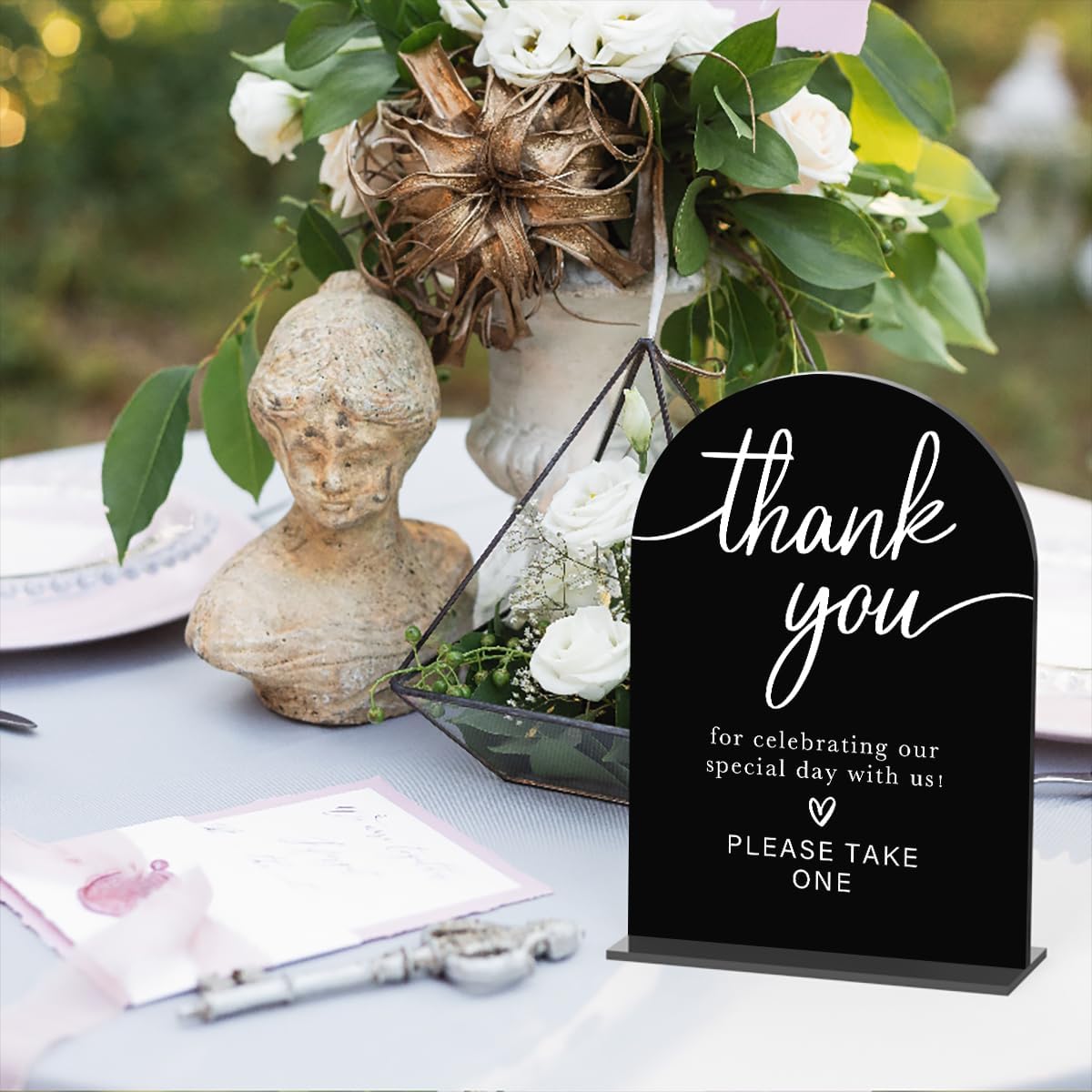Acrylic Wedding Sign Thank You Sign for Wedding Wedding Signs for Ceremony Modern Calligraphy Arch Acrylic Table Top Sign for Wedding Reception and Event Party Table(black）
