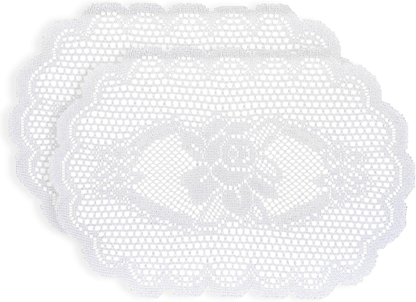 2PCS Oval Lace Placemats for Dining Table, White Lace Placemats Doilies, Embroidered Table Mats Farmhouse Cup Mat Vase Mat, 12x17 Inch