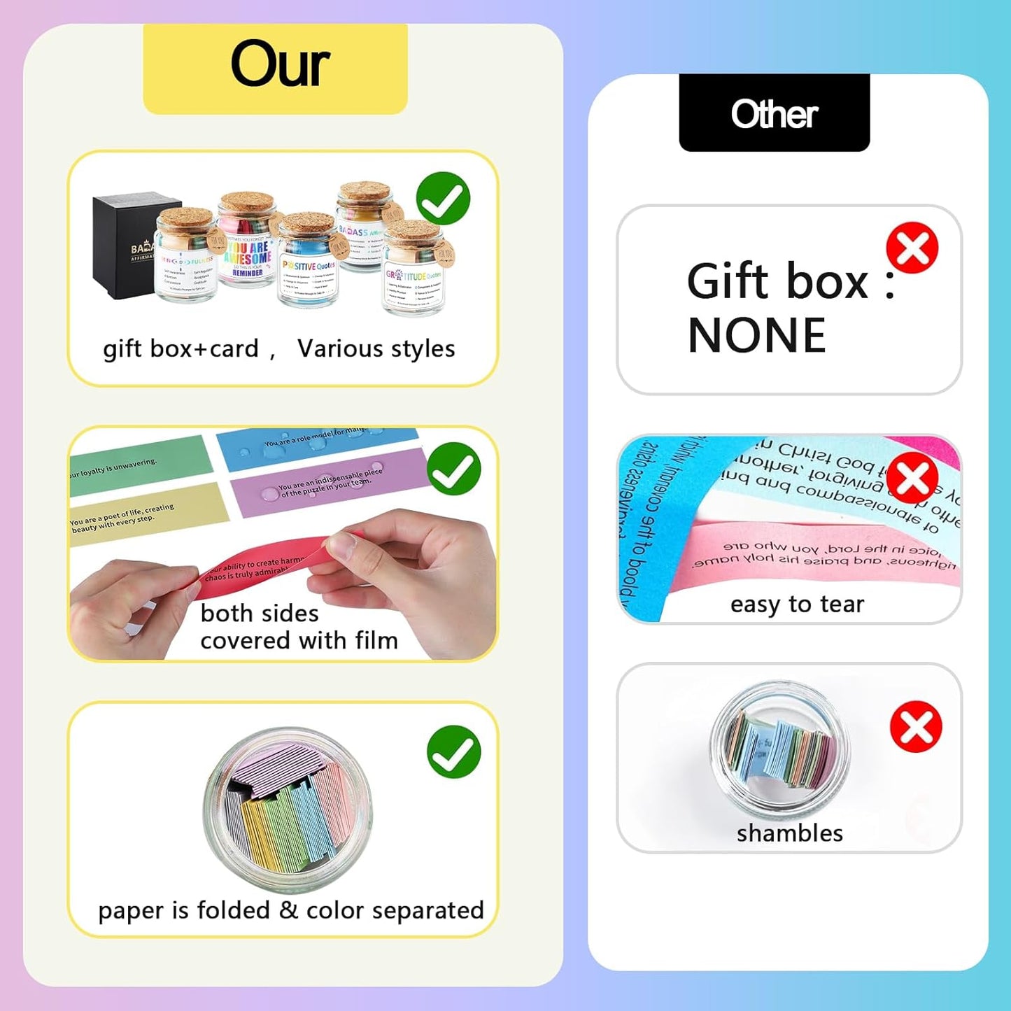 Gratitude Quotes Jar with 90 Colorful Notes, Daily Gratitude Affirmations for Thankfulness, Thanksgiving Thank You Gifts, Graduation Fathers Gifts for Dad Father Man Women Female Friends