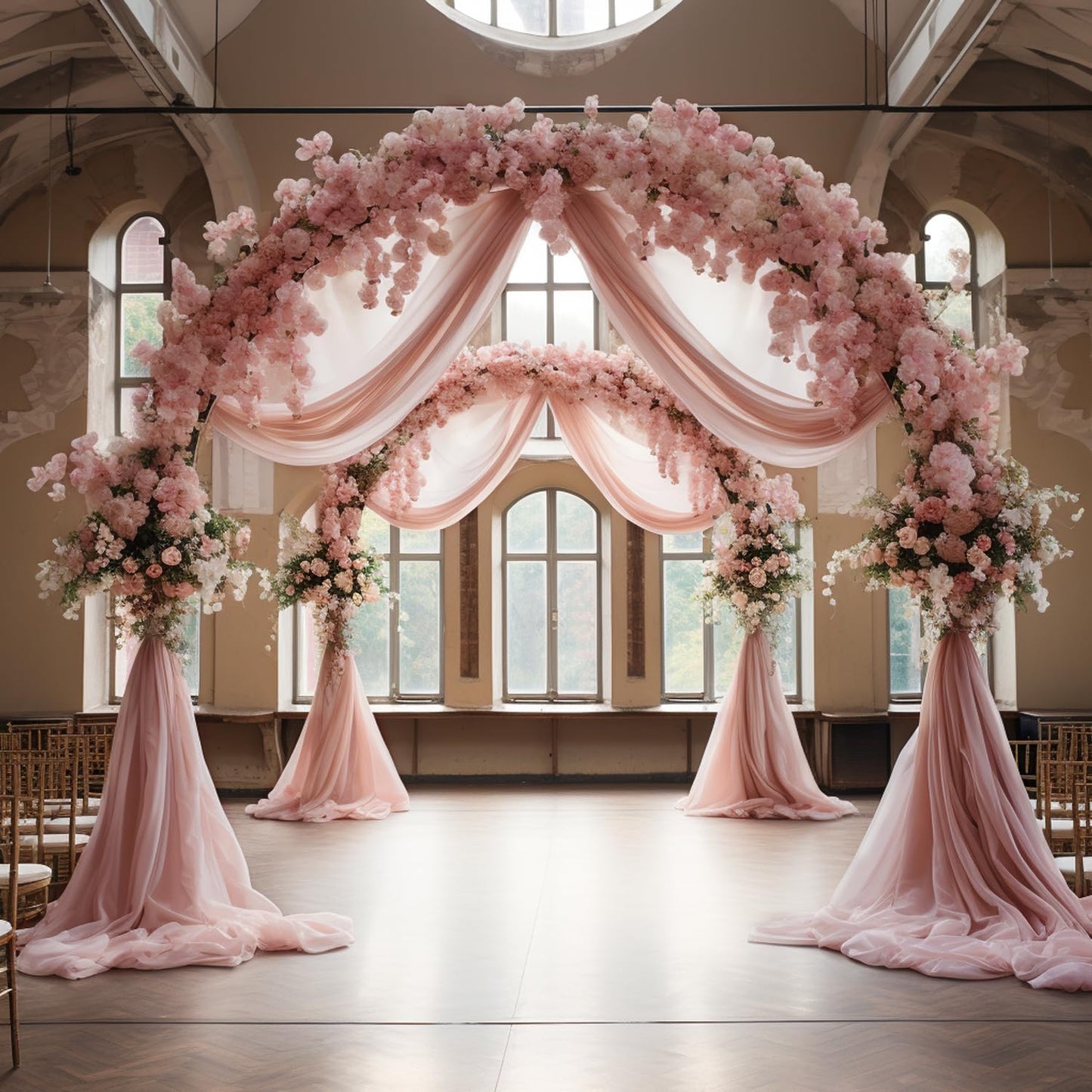 Wokceer Wedding Arch Draping Fabric 28.7"" x 20FT Dusty Rose Drapes Sheer Fabric Backdrop Arch Draping Fabric for Wedding Ceremony Birthday Party Bridal Shower Decoration, 1 Panel