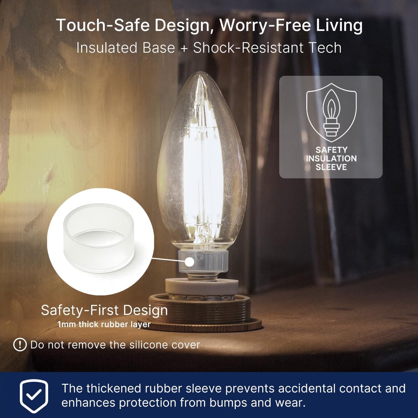 FLSNT 5000K Daylight B10 Dimmable LED E12 Candelabra Bulbs, 40W Equivalent LED Chandelier Light Bulbs, 450LM, Clear Glass Finishing, 12 Pack UL,CA65 Listed.