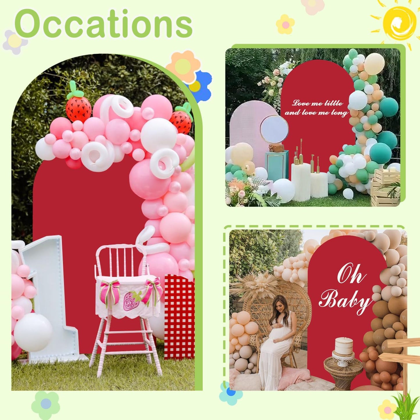 Red Arch Cover Wedding Arch Stand Covers 4FT Arched Backdrop Cover Spandex Arch Covers Stretchy Backdrop for Arches Wall Panels Chiara Back Drop Cover Baby Shower Balloon Party Decorations