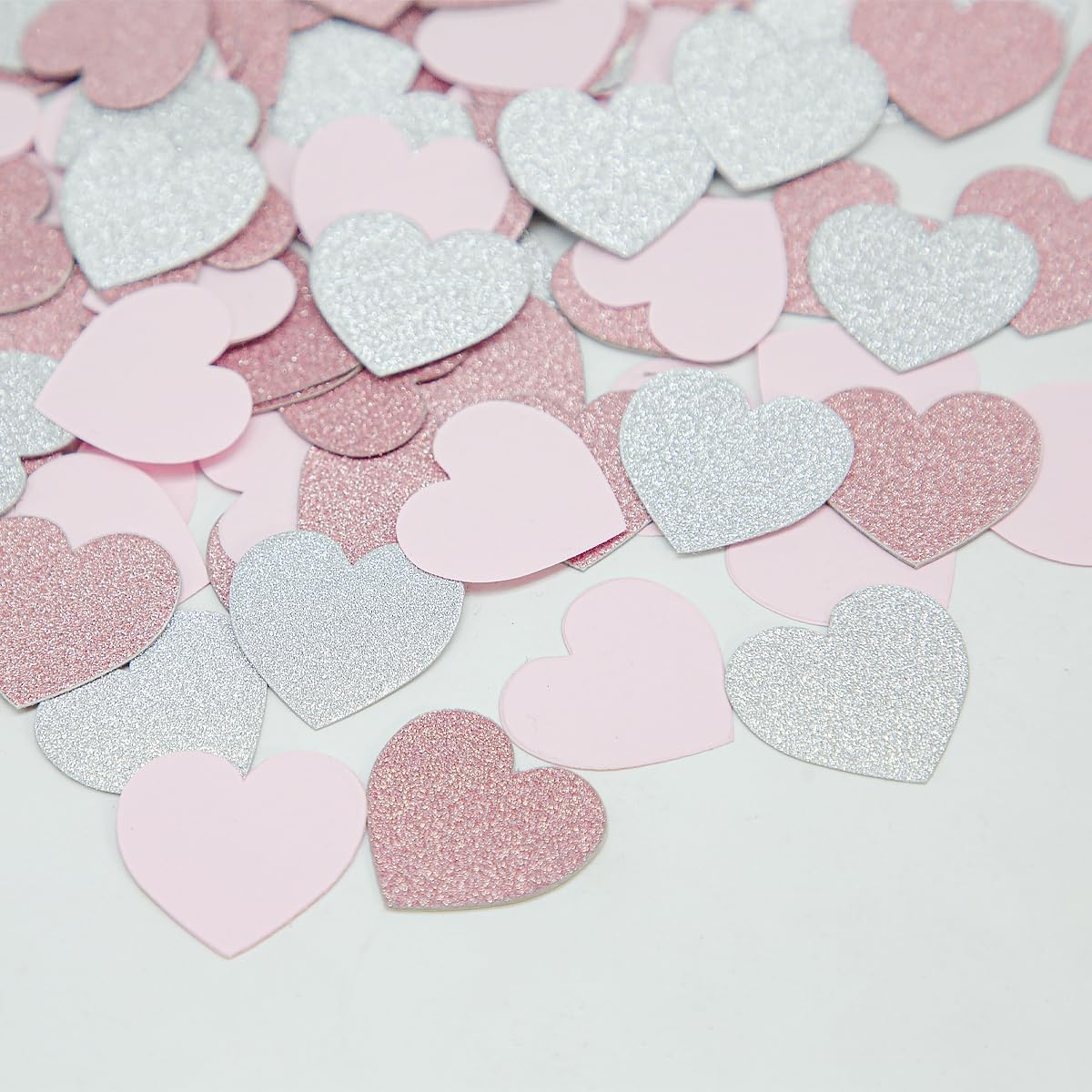 Rose Gold Pink Silver Party Decorations - 300pcs Paper Heart Confetti for Engagement Mothers Day Wedding Anniversary Romantic Bridal Shower Women Birthday Valentines Day Table Decor HongTongTong