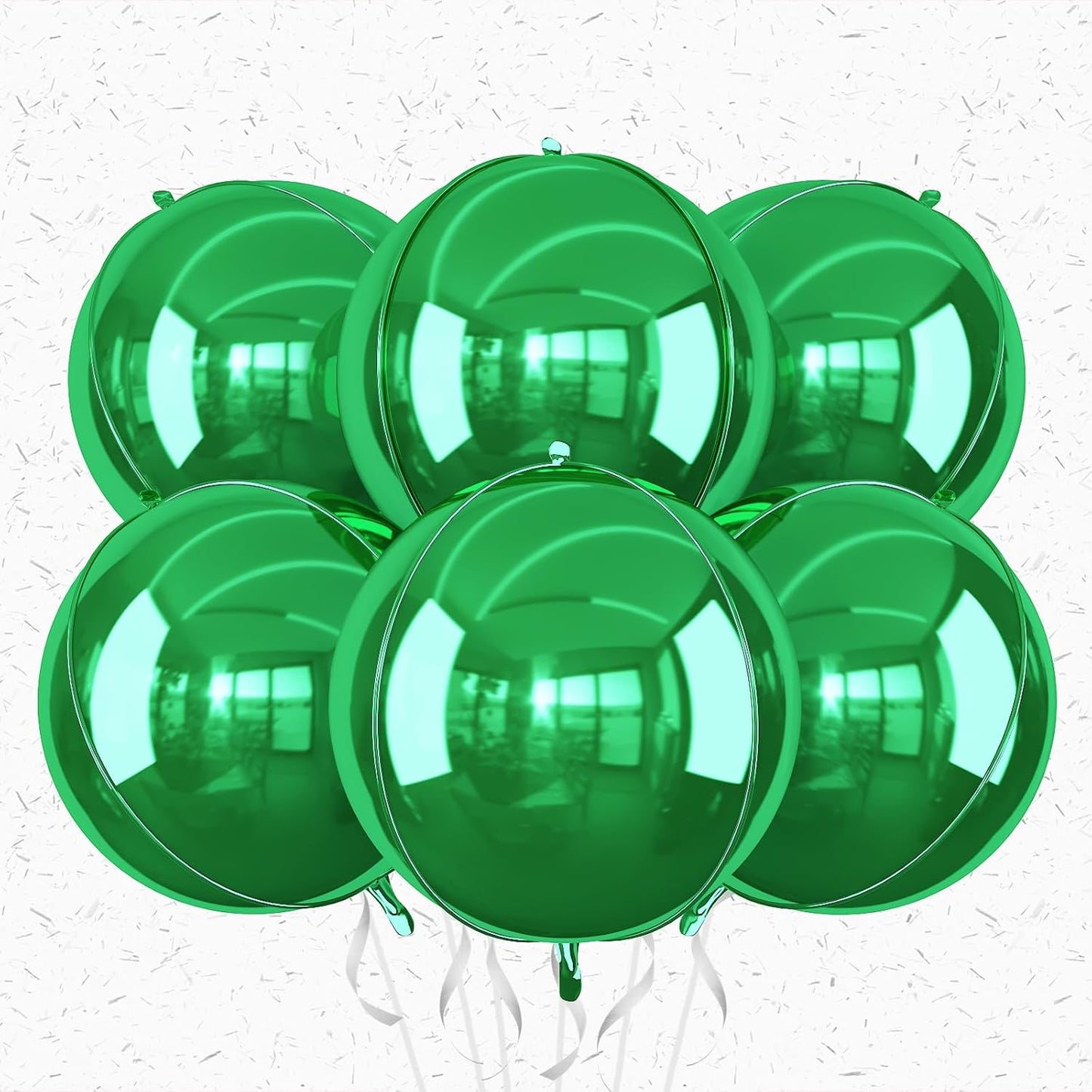 6Pcs Green Round Foil Balloons,Giant 4D Round Ball Balloons,22 Inch Metallic Green Balloon for Birthday Wedding Graduation Prom Party Decorations