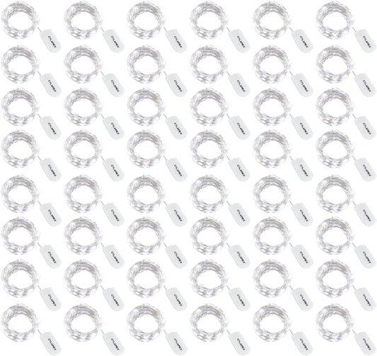 CYLAPEX Pack of 48 Cool White Fairy Lights String Battery Operated Fairy Lights, 3.3ft 20 LEDs Firefly Lights Silver Coated Copper Wire Lights for DIY Decor Christmas Decoration Costume