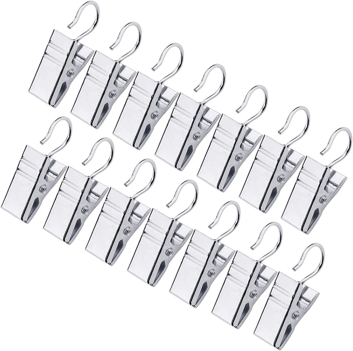 JANYUN 120 Pack Heavy-Duty Hook Clip Set Metal Curtain Clips for Curtain Photos Home Party Decoration Art Craft Display - Silver