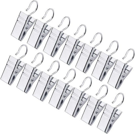 JANYUN 120 Pack Heavy-Duty Hook Clip Set Metal Curtain Clips for Curtain Photos Home Party Decoration Art Craft Display - Silver