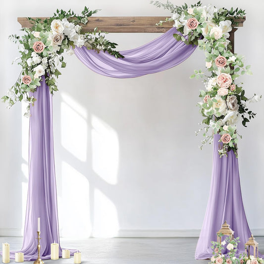 Socomi Wedding Arch Draping Fabric 1 Panel 29" x 19Ft Lavender Purple Sheer Chiffon Curtain Drapes 6 Yards for Wedding Ceremony Birthday Party Decoration