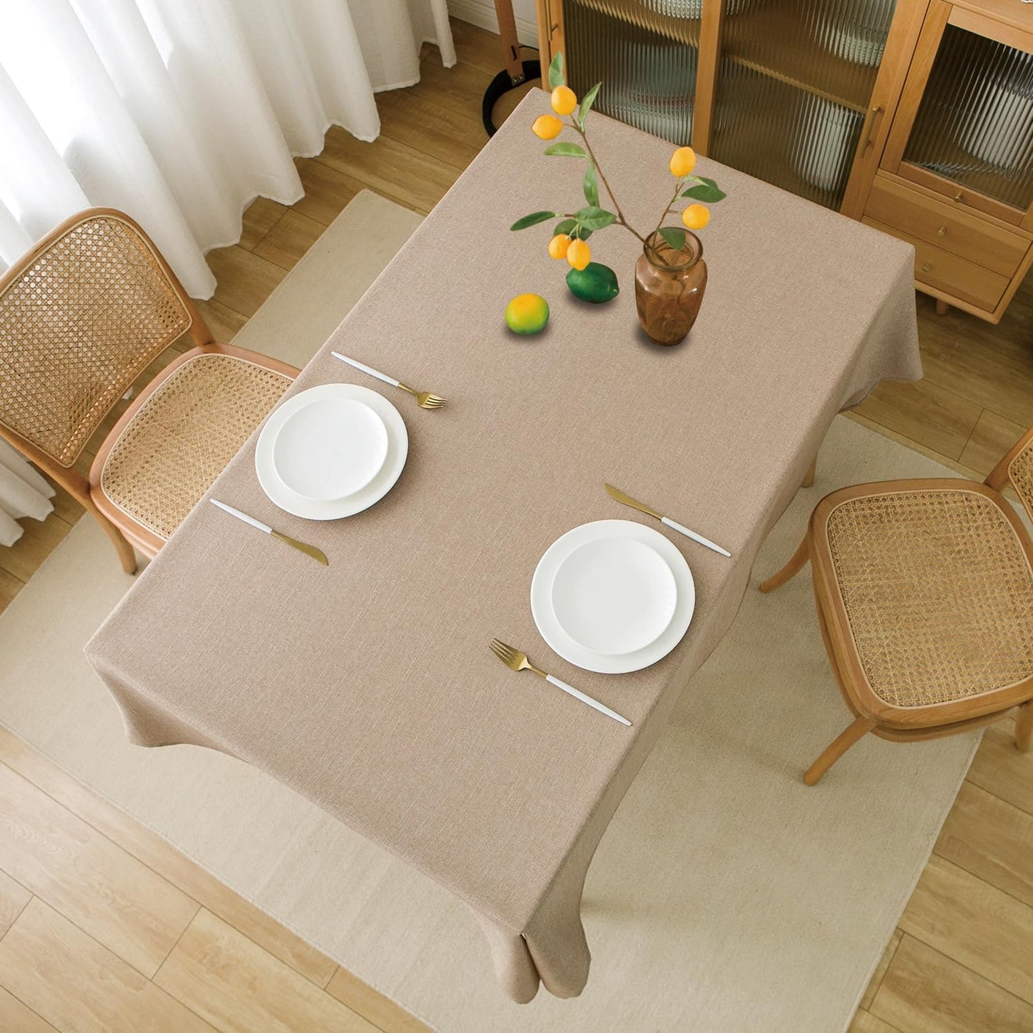 NLMUVW Linen Tablecloth for Rectangle Tables 96 Inch Burlap Textured Table Cloth Water Resistant Farmhouse Table Cover for Kitchen Dining Coffee, 54 x 96 Inch