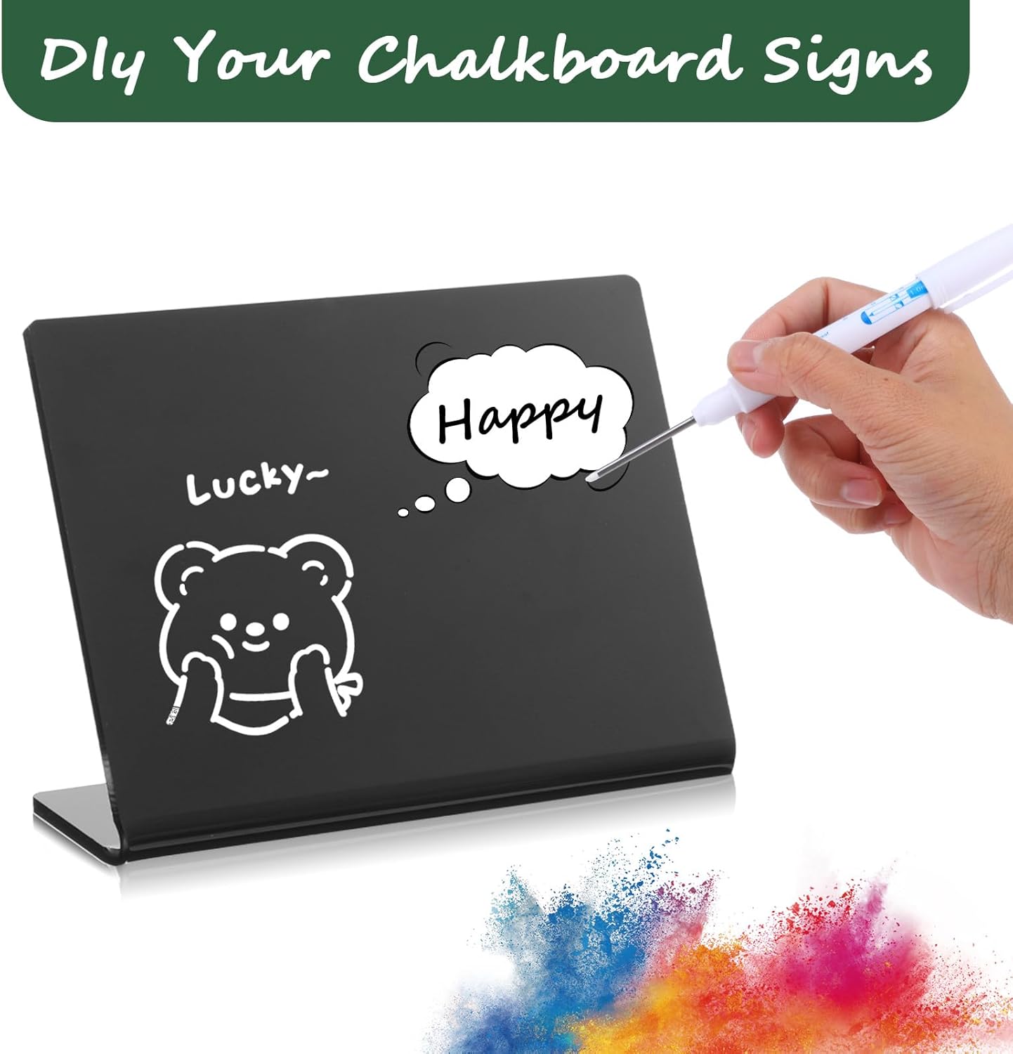 12 Pack Acrylic Mini Chalkboard Signs for Food, Black Mini Tabletop Chalkboard Signs, Small Buffet Chalkboards Signs for Weddings, Birthday Parties, Message Board Signs, Buffet, Bakery and Retail