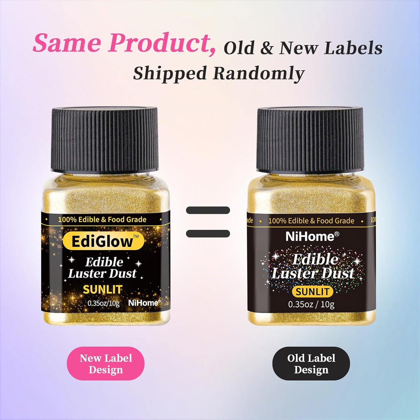 NiHome Edible Food-Grade Glitter Powder Glimmer Luster Dust Metallic Fancy Food Decorating Sprinkle Glimmery Dust for Drink Wine Beverage Cake Bakery Vegan Allergen-Free (Light Pink, 0.35oz/10g)